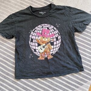 Rebellious One disco ball guitar teddy bear crop tee